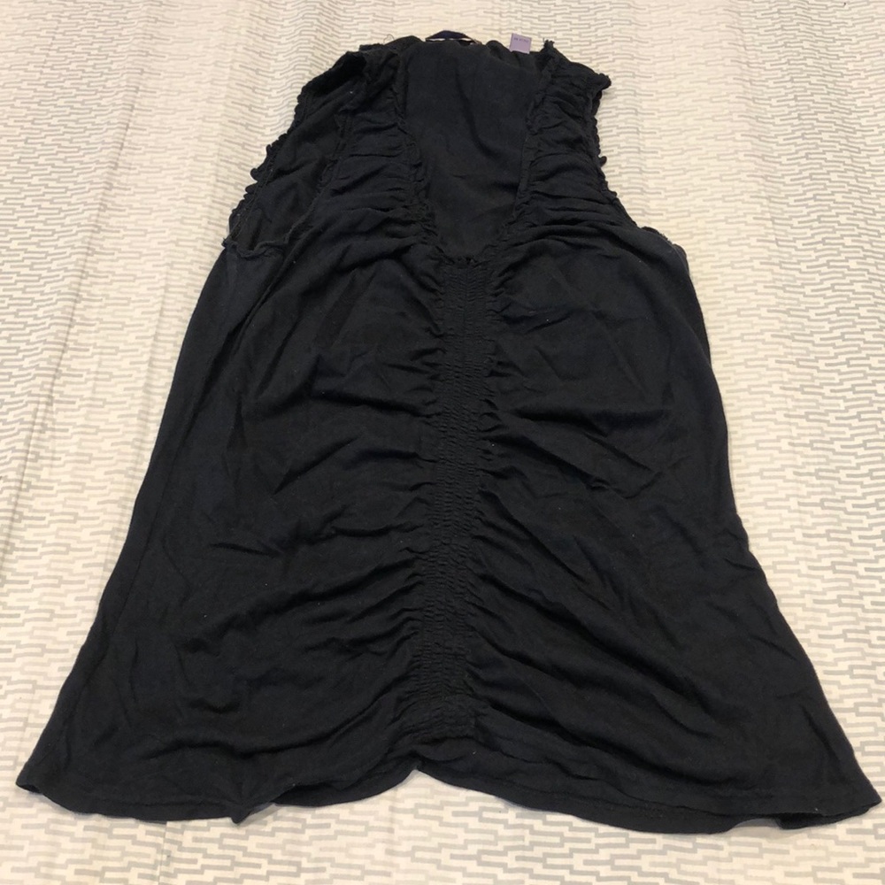 Black ruffled taboo top shirt by Cullen